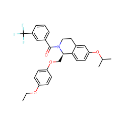 CCOc1ccc(OC[C@@H]2c3ccc(OC(C)C)cc3CCN2C(=O)c2cccc(C(F)(F)F)c2)cc1 ZINC001772588011