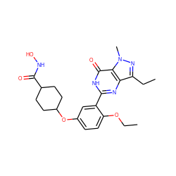 CCOc1ccc(OC2CCC(C(=O)NO)CC2)cc1-c1nc2c(CC)nn(C)c2c(=O)[nH]1 ZINC001772606117