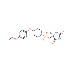 CCOc1ccc(OC2CCN(S(=O)(=O)C[C@@]3(C)NC(=O)NC3=O)CC2)cc1 ZINC000096273629