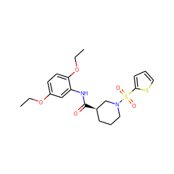 CCOc1ccc(OCC)c(NC(=O)[C@@H]2CCCN(S(=O)(=O)c3cccs3)C2)c1 ZINC000004077697