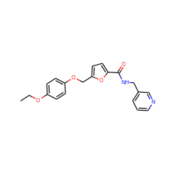 CCOc1ccc(OCc2ccc(C(=O)NCc3cccnc3)o2)cc1 ZINC000002750815