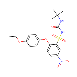 CCOc1ccc(Oc2ccc([N+](=O)[O-])cc2S(=O)(=O)NC(=O)NC(C)(C)C)cc1 ZINC000028710505