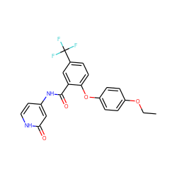 CCOc1ccc(Oc2ccc(C(F)(F)F)cc2C(=O)Nc2cc[nH]c(=O)c2)cc1 ZINC000143160373