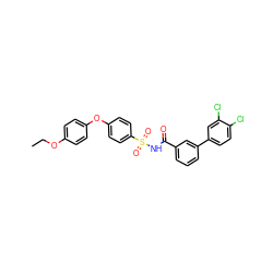 CCOc1ccc(Oc2ccc(S(=O)(=O)NC(=O)c3cccc(-c4ccc(Cl)c(Cl)c4)c3)cc2)cc1 ZINC000072181449