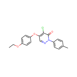 CCOc1ccc(Oc2cnn(-c3ccc(C)cc3)c(=O)c2Cl)cc1 ZINC000066128858