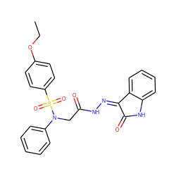 CCOc1ccc(S(=O)(=O)N(CC(=O)N/N=C2\C(=O)Nc3ccccc32)c2ccccc2)cc1 ZINC000016691907