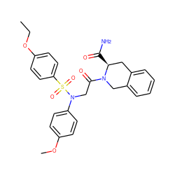 CCOc1ccc(S(=O)(=O)N(CC(=O)N2Cc3ccccc3C[C@@H]2C(N)=O)c2ccc(OC)cc2)cc1 ZINC000013677339