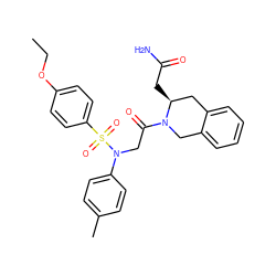 CCOc1ccc(S(=O)(=O)N(CC(=O)N2Cc3ccccc3C[C@@H]2CC(N)=O)c2ccc(C)cc2)cc1 ZINC000013677335