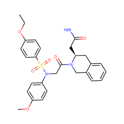 CCOc1ccc(S(=O)(=O)N(CC(=O)N2Cc3ccccc3C[C@@H]2CC(N)=O)c2ccc(OC)cc2)cc1 ZINC000028529304