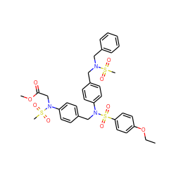 CCOc1ccc(S(=O)(=O)N(Cc2ccc(N(CC(=O)OC)S(C)(=O)=O)cc2)c2ccc(CN(Cc3ccccc3)S(C)(=O)=O)cc2)cc1 ZINC000473160630