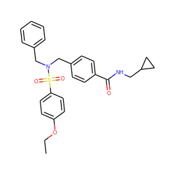 CCOc1ccc(S(=O)(=O)N(Cc2ccccc2)Cc2ccc(C(=O)NCC3CC3)cc2)cc1 ZINC000049036275