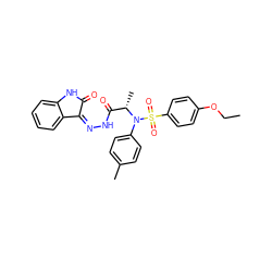 CCOc1ccc(S(=O)(=O)N(c2ccc(C)cc2)[C@@H](C)C(=O)N/N=C2\C(=O)Nc3ccccc32)cc1 ZINC000013677303