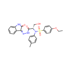 CCOc1ccc(S(=O)(=O)N(c2ccc(C)cc2)[C@@H](CO)C(=O)N/N=C2\C(=O)Nc3ccccc32)cc1 ZINC000013677307