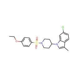 CCOc1ccc(S(=O)(=O)N2CCC(n3cc(C)c4ccc(Cl)cc43)CC2)cc1 ZINC000169699808