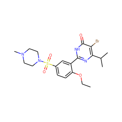 CCOc1ccc(S(=O)(=O)N2CCN(C)CC2)cc1-c1nc(C(C)C)c(Br)c(=O)[nH]1 ZINC000095579851