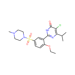 CCOc1ccc(S(=O)(=O)N2CCN(C)CC2)cc1-c1nc(C(C)C)c(Cl)c(=O)[nH]1 ZINC000095573954