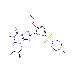 CCOc1ccc(S(=O)(=O)N2CCN(C)CC2)cc1-c1nc2c([nH]1)c(=O)n(C)c(=O)n2C[C@@H](C)CC ZINC000013818306