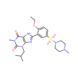 CCOc1ccc(S(=O)(=O)N2CCN(C)CC2)cc1-c1nc2c([nH]1)c(=O)n(C)c(=O)n2CC(C)C ZINC000013818282