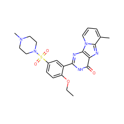 CCOc1ccc(S(=O)(=O)N2CCN(C)CC2)cc1-c1nc2c(nc3c(C)cccn32)c(=O)[nH]1 ZINC000028524068