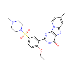 CCOc1ccc(S(=O)(=O)N2CCN(C)CC2)cc1-c1nc2c(nc3cc(C)ccn32)c(=O)[nH]1 ZINC000028525142