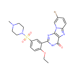 CCOc1ccc(S(=O)(=O)N2CCN(C)CC2)cc1-c1nc2c(nc3ccc(Br)cn32)c(=O)[nH]1 ZINC000028525575