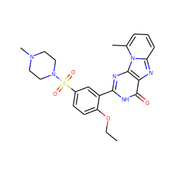 CCOc1ccc(S(=O)(=O)N2CCN(C)CC2)cc1-c1nc2c(nc3cccc(C)n32)c(=O)[nH]1 ZINC000028521927