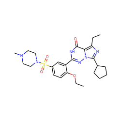 CCOc1ccc(S(=O)(=O)N2CCN(C)CC2)cc1-c1nn2c(C3CCCC3)nc(CC)c2c(=O)[nH]1 ZINC000036242860