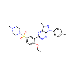 CCOc1ccc(S(=O)(=O)N2CCN(C)CC2)cc1-c1nnc2c(n1)c(C)nn2-c1ccc(C)cc1 ZINC000473128621