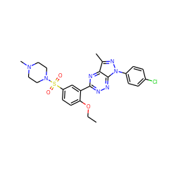 CCOc1ccc(S(=O)(=O)N2CCN(C)CC2)cc1-c1nnc2c(n1)c(C)nn2-c1ccc(Cl)cc1 ZINC000473133369