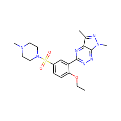 CCOc1ccc(S(=O)(=O)N2CCN(C)CC2)cc1-c1nnc2c(n1)c(C)nn2C ZINC000169340972