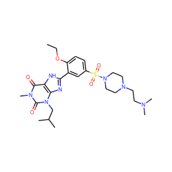 CCOc1ccc(S(=O)(=O)N2CCN(CCN(C)C)CC2)cc1-c1nc2c([nH]1)c(=O)n(C)c(=O)n2CC(C)C ZINC000026577020