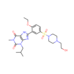 CCOc1ccc(S(=O)(=O)N2CCN(CCO)CC2)cc1-c1nc2c([nH]1)c(=O)n(C)c(=O)n2CC(C)C ZINC000026576010