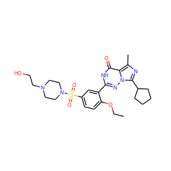 CCOc1ccc(S(=O)(=O)N2CCN(CCO)CC2)cc1-c1nn2c(C3CCCC3)nc(C)c2c(=O)[nH]1 ZINC000028352096