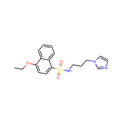 CCOc1ccc(S(=O)(=O)NCCCn2ccnc2)c2ccccc12 ZINC000004908566