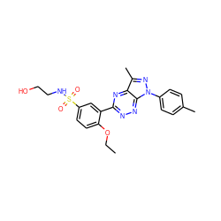 CCOc1ccc(S(=O)(=O)NCCO)cc1-c1nnc2c(n1)c(C)nn2-c1ccc(C)cc1 ZINC000473133147