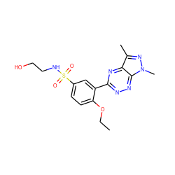 CCOc1ccc(S(=O)(=O)NCCO)cc1-c1nnc2c(n1)c(C)nn2C ZINC000169340988