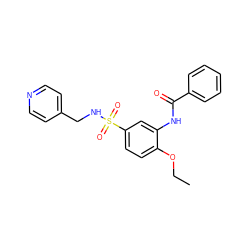 CCOc1ccc(S(=O)(=O)NCc2ccncc2)cc1NC(=O)c1ccccc1 ZINC000004935264