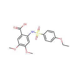 CCOc1ccc(S(=O)(=O)Nc2cc(OC)c(OC)cc2C(=O)O)cc1 ZINC000002620729