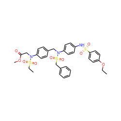 CCOc1ccc(S(=O)(=O)Nc2ccc(N(Cc3ccc(N(CC(=O)OC)S(=O)(=O)CC)cc3)S(=O)(=O)Cc3ccccc3)cc2)cc1 ZINC000473157272