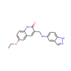 CCOc1ccc2[nH]c(=O)c(CNc3ccc4[nH]ncc4c3)cc2c1 ZINC000013086655