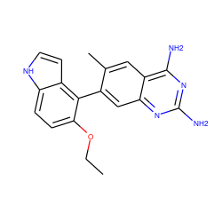 CCOc1ccc2[nH]ccc2c1-c1cc2nc(N)nc(N)c2cc1C ZINC000072116524