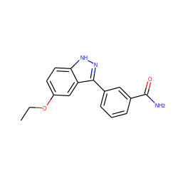 CCOc1ccc2[nH]nc(-c3cccc(C(N)=O)c3)c2c1 ZINC000096270049