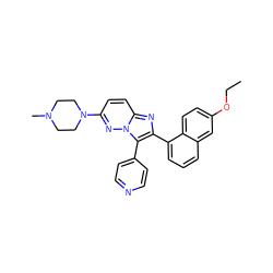 CCOc1ccc2c(-c3nc4ccc(N5CCN(C)CC5)nn4c3-c3ccncc3)cccc2c1 ZINC000653749414