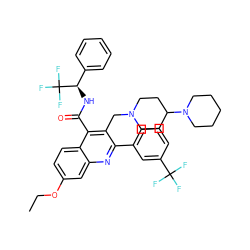 CCOc1ccc2c(C(=O)N[C@H](c3ccccc3)C(F)(F)F)c(CN3CCC(N4CCCCC4)CC3)c(-c3cccc(C(F)(F)F)c3)nc2c1 ZINC000165240098