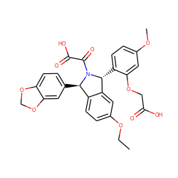 CCOc1ccc2c(c1)[C@@H](c1ccc(OC)cc1OCC(=O)O)N(C(=O)C(=O)O)[C@@H]2c1ccc2c(c1)OCO2 ZINC000029415831