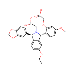 CCOc1ccc2c(c1)[C@@H](c1ccc(OC)cc1OCC(=O)O)N(CC(=O)O)[C@@H]2c1ccc2c(c1)OCO2 ZINC000029416505