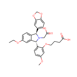 CCOc1ccc2c(c1)[C@@H](c1ccc(OC)cc1OCCCC(=O)O)N(CC(=O)O)[C@@H]2c1ccc2c(c1)OCO2 ZINC000029414805