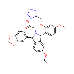 CCOc1ccc2c(c1)[C@@H](c1ccc(OC)cc1OCc1nn[nH]n1)N(CC(=O)O)[C@@H]2c1ccc2c(c1)OCO2 ZINC000029465571