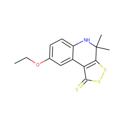 CCOc1ccc2c(c1)-c1c(ssc1=S)C(C)(C)N2 ZINC000002208162