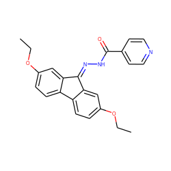 CCOc1ccc2c(c1)C(=NNC(=O)c1ccncc1)c1cc(OCC)ccc1-2 ZINC000002359308